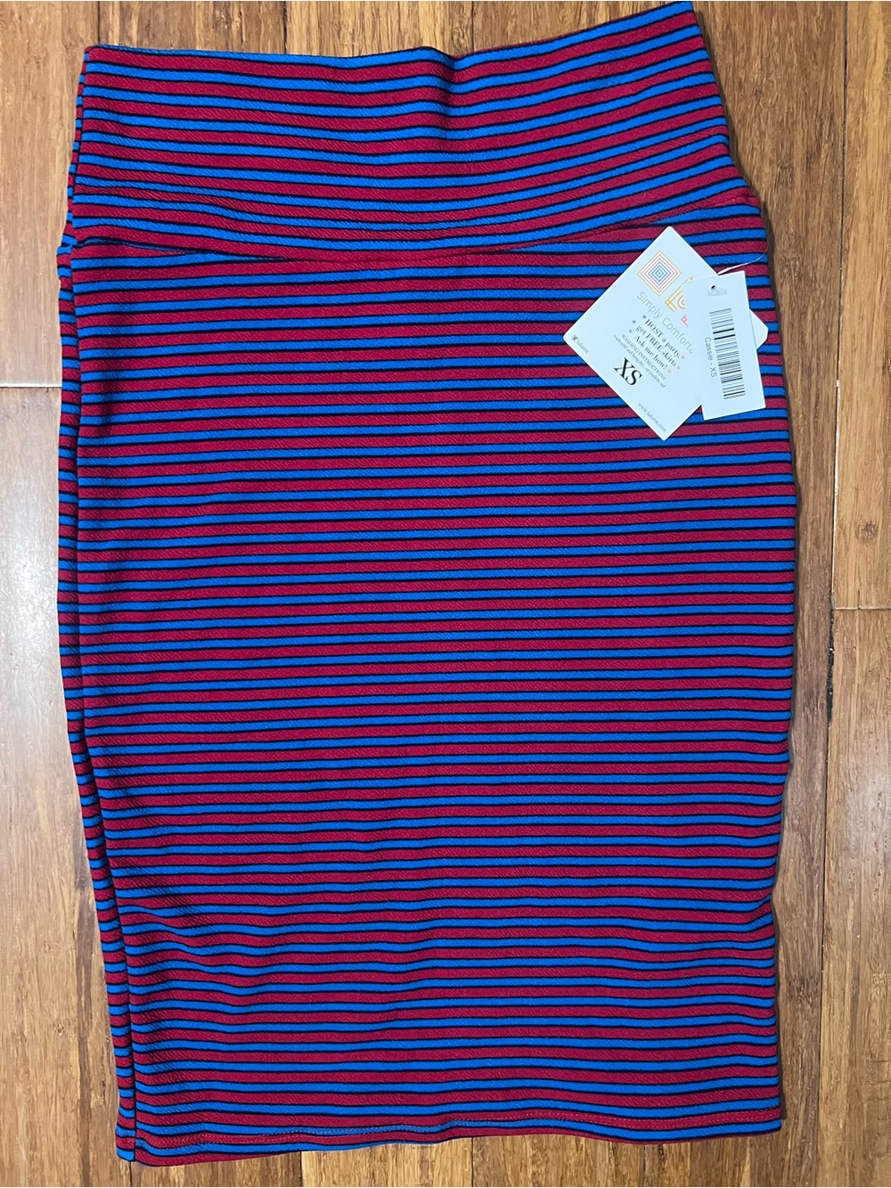 LuLaRoe Cassie Skirt Striped Pencil Skirt in Red and Blue